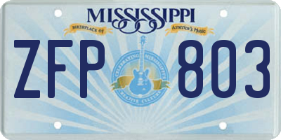 MS license plate ZFP803