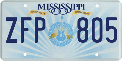 MS license plate ZFP805