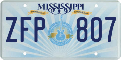 MS license plate ZFP807