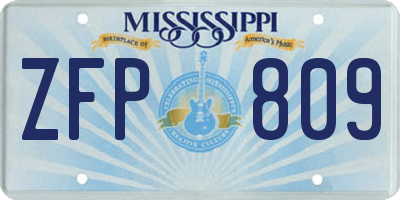MS license plate ZFP809
