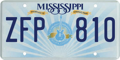 MS license plate ZFP810