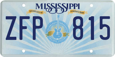 MS license plate ZFP815