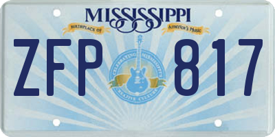 MS license plate ZFP817