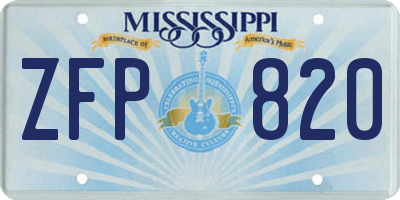 MS license plate ZFP820