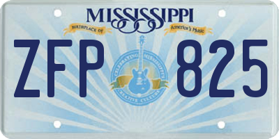 MS license plate ZFP825