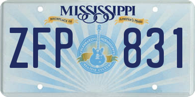 MS license plate ZFP831