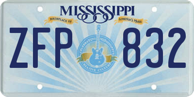 MS license plate ZFP832