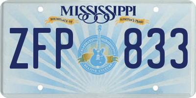 MS license plate ZFP833