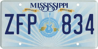 MS license plate ZFP834