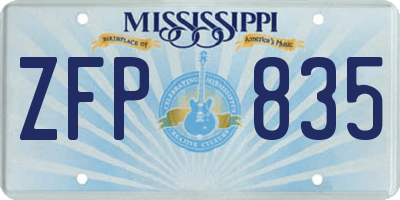 MS license plate ZFP835