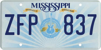 MS license plate ZFP837