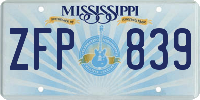 MS license plate ZFP839