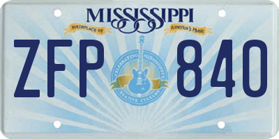 MS license plate ZFP840