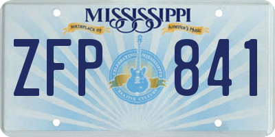 MS license plate ZFP841