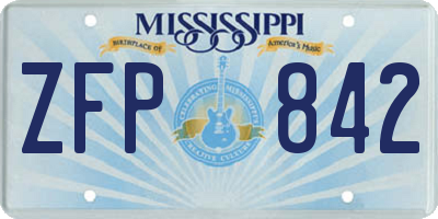 MS license plate ZFP842