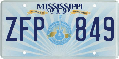 MS license plate ZFP849