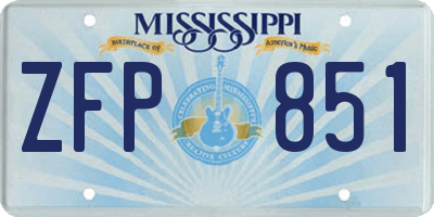 MS license plate ZFP851