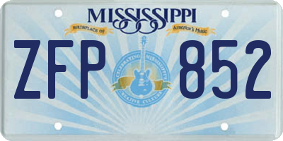 MS license plate ZFP852