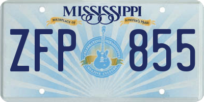 MS license plate ZFP855