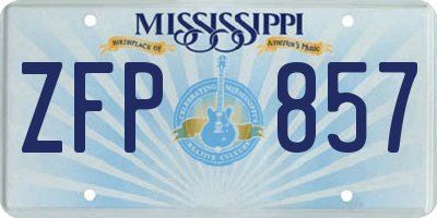 MS license plate ZFP857