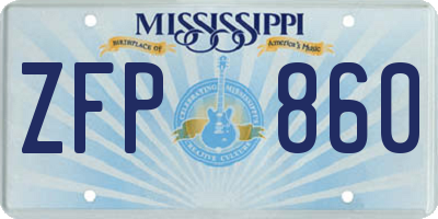MS license plate ZFP860