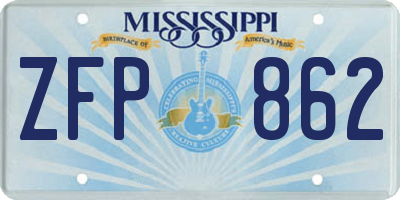 MS license plate ZFP862
