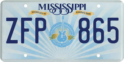 MS license plate ZFP865