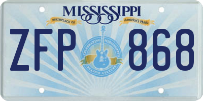 MS license plate ZFP868