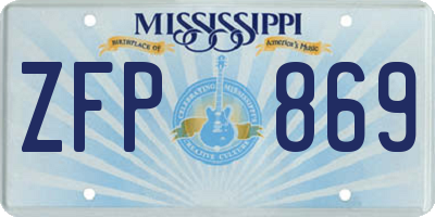 MS license plate ZFP869