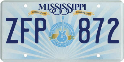 MS license plate ZFP872