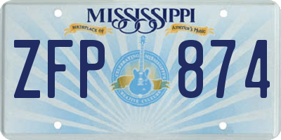MS license plate ZFP874
