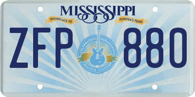 MS license plate ZFP880