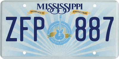 MS license plate ZFP887
