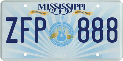 MS license plate ZFP888