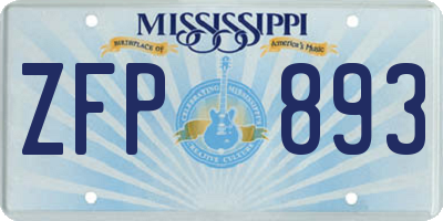MS license plate ZFP893