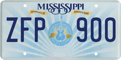 MS license plate ZFP900