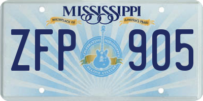MS license plate ZFP905