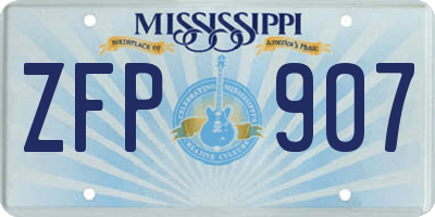MS license plate ZFP907