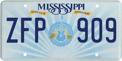 MS license plate ZFP909