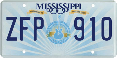 MS license plate ZFP910