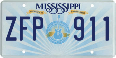MS license plate ZFP911