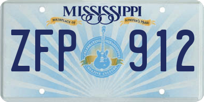 MS license plate ZFP912