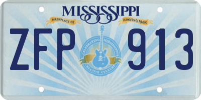 MS license plate ZFP913