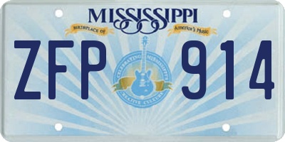 MS license plate ZFP914