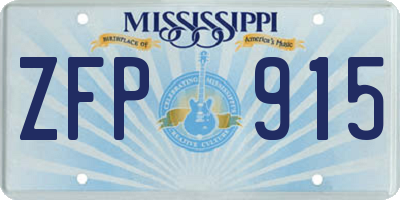 MS license plate ZFP915