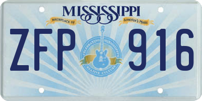 MS license plate ZFP916