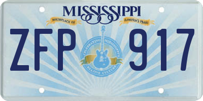 MS license plate ZFP917