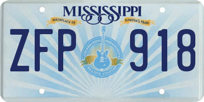 MS license plate ZFP918