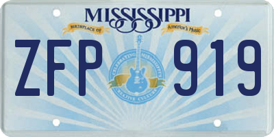 MS license plate ZFP919