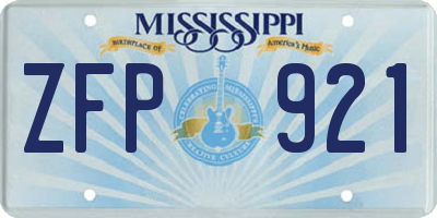 MS license plate ZFP921